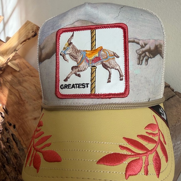 Goorin Bros “Greatest” Carousel GOAT Yellow and Gray Embroidered Cap - Picture 2 of 4